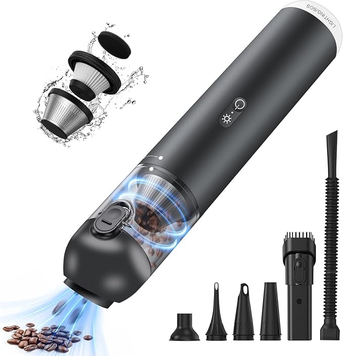Cordless Handheld Car Vacuum Cleaner - 15000PA Portable Vacuum with LED Light & HEPA Filter, Blow & Suction 2 in 1 Small Hand Held Cleaner for Car Detailing, Pet Hair, Home, Office