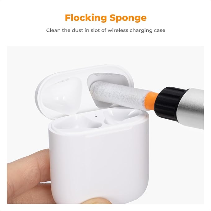K&F Concept Multifunctional Lens Cleaning Kit, Aluminium Alloy Lens Cleaning Pen*1 + Airpods Cleaning Stripper*3 + Flocking Sponge*3 for Bluetooth Earphones Case, Camera Lens, Optical Lens, Glasses