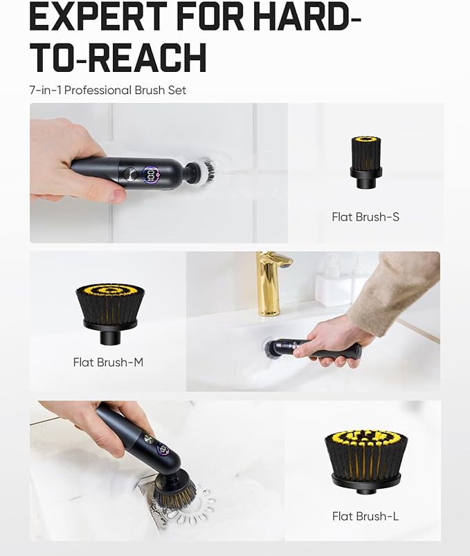 Fanttik Flip G10 Nano HomeCare Cordless Electric Spin Scrubber, 360° High-Torque Rotation, 2-Speed & 3-Angle, IPX7 Waterproof Cleaning Brush with 15 Brush Heads for Grout, Tiles, Sinks, Crevices