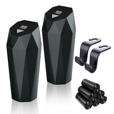 Car Trash Can with Lid, Mini Essential Car Accessories for Interior, Leakproof Car Garbage Can with 90 Attached Trash Ba