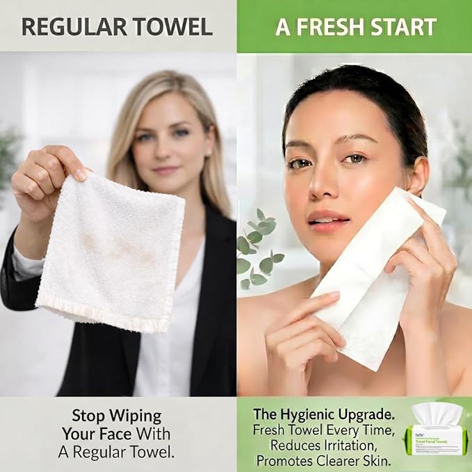 ForPro Travel Size Disposable Face Towels, 8"x8" Compact Dry Wipes, Ultra Soft Lint-Free Viscose Makeup Remover Pads for Sensitive Skin, Biodegradable, Vegan, 100-Count