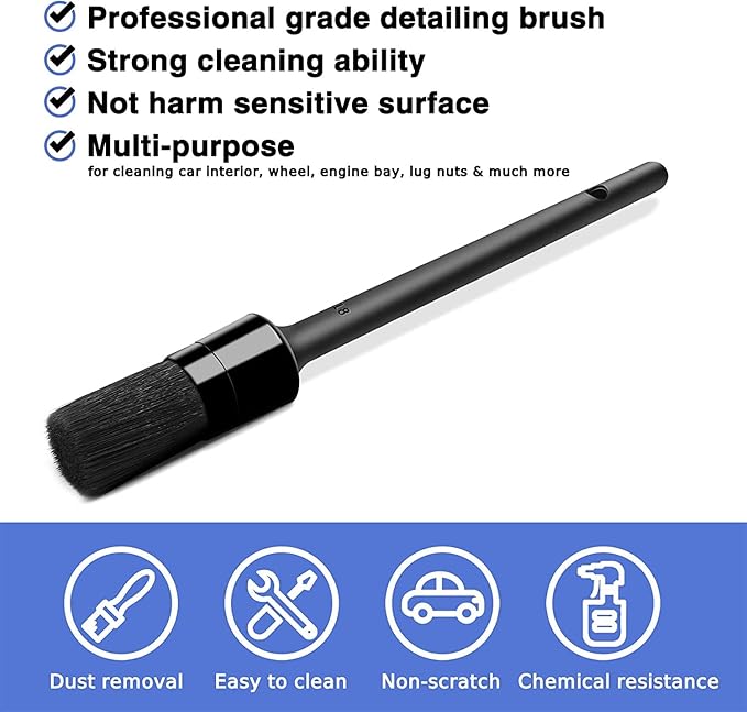 HMPLL 10pcs Detailing Brush Set, Multi-Purpose Car Detailing Brushes for Cleaning Car Interior, Exterior, Engine, Leather, Including 5 car Cleaning Brush, 3 Wire Brush, 2 Air Vent Brush,Black