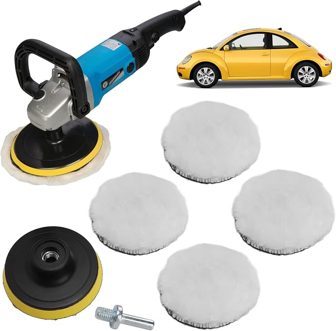 6pcs 3in Imitation Wool Polishing Buffing Pad Kit with 5/8in‑11 Drill Adapter Buffing Pads for Car Buffer Polisher Car P