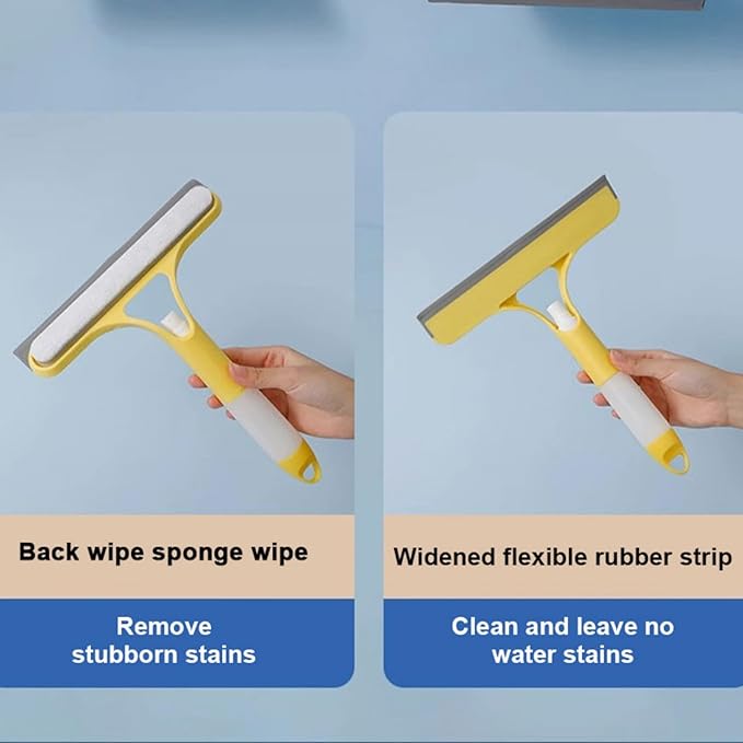 3 in 1 Window Cleaning Squeegee, Professional Multi-Function Window Squeegee with Sprayer for Shower Glass, Tile, Mirror Cleaning,Easy to Clean Cleaner Tool for Indoor Outdoor High Windows (Blue)