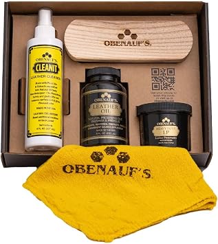 Obenauf's Leather Care Essentials Kit - 4oz Heavy Duty Leather Preservative - 8oz Leather Oil Leather Conditioner - 8oz 