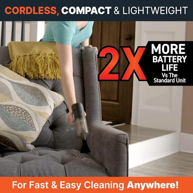Pocket Vac PRO Handheld Vacuum and Docking Station, Compact Wireless Vacuum Cleaner, Lightweight Powerful for Home Kitchen Car Corner Upholstery Pet Hair Dust Crumbs Cleaning