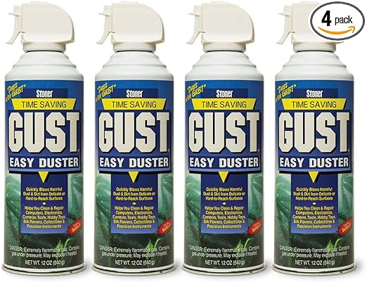 Stoner Car Care 94203-4PK 12-Ounce GUST Easy Air Duster Canned Air Quickly Cleans Delicate or Hard to Reach Surfaces Cle