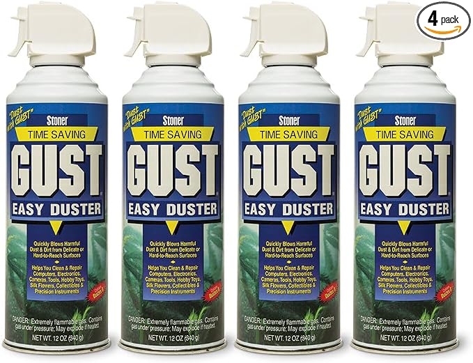 Stoner Car Care 94203-4PK 12-Ounce GUST Easy Air Duster Canned Air Quickly Cleans Delicate or Hard to Reach Surfaces Cle