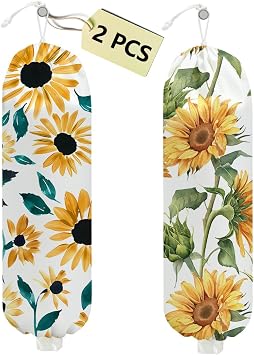 2Pcs Sunflower Plastic Bag Holder for Kitchen Essentials