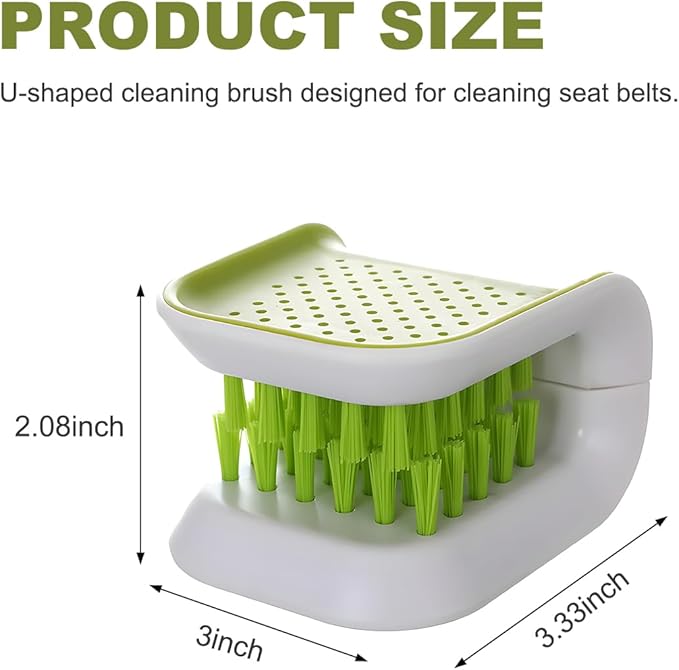 KVAEY Car Seat Belt Cleaning Brush, U-Shaped Auto Interior Washing Brush with Double-Sided Bristles, Closeable Safety Belt Bristle Scrubber Cutlery Cleaner Brush for Car Home (1 PCS)