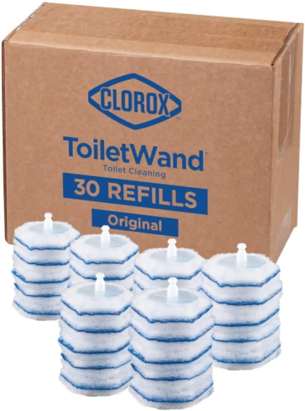 ToiletWand Disposable Toilet Cleaner Refills, 30 Count, Kills 99.9% of Germs and Viruses, Touch-Free Toilet Cleaning, Original Scent
