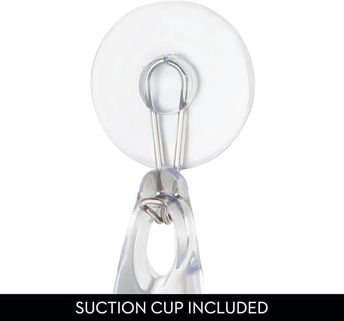 iDesign Plastic Bath Squeegee for Glass with Suction Hook Holder – 12", Clear
