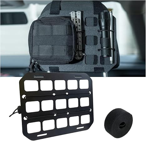Car Headrest Organizer Rigid MOLLE Panel, Tactical Gear Seat Back Organizer, EDC Pouch Tool Gadget Holder, Backpack Inse