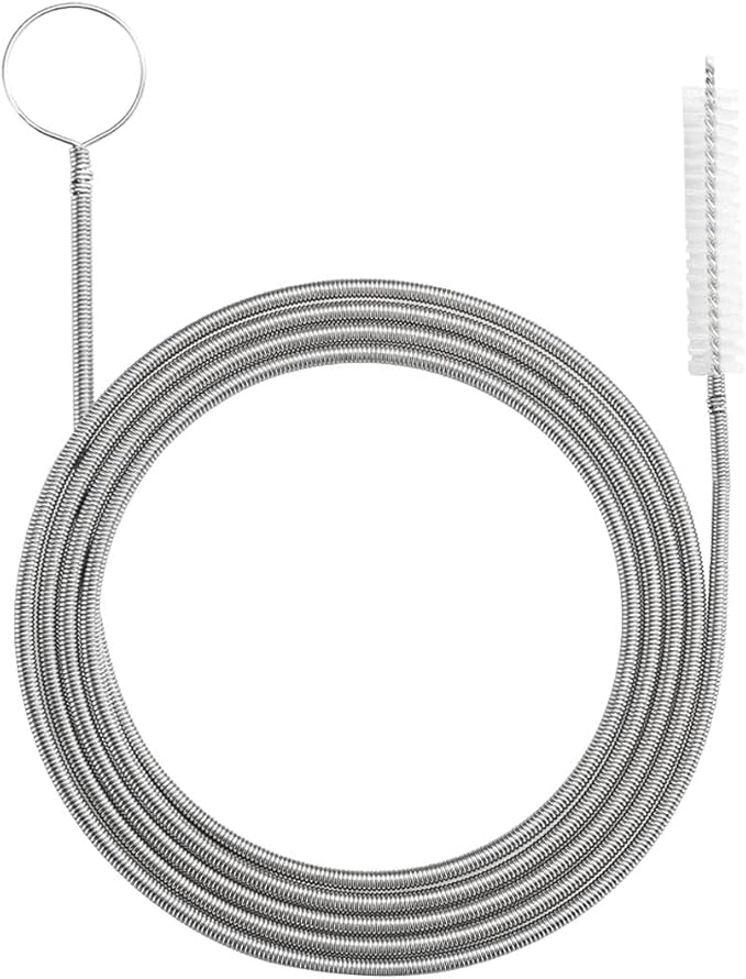 61 Inch Flexible Long Drain Brush, Nylon Stainless Steel Flexible Feeding Tube Cleaning Brush, Elastic Slim Hose Pipe Brushes Auto Sunroof Drain Hole Cleaning Tool for Car Home Fridge (White)