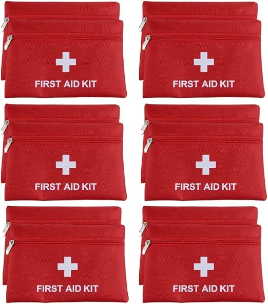 12 Pack Small First Aid Kit Bag Empty, First Aid Bag Pouch for Home Office Car Businesses Camping(Empty, No Contents)
