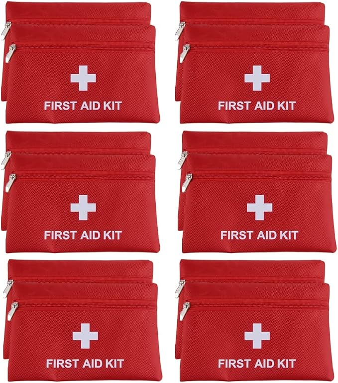 12 Pack Small First Aid Kit Bag Empty, First Aid Bag Pouch for Home Office Car Businesses Camping(Empty, No Contents)