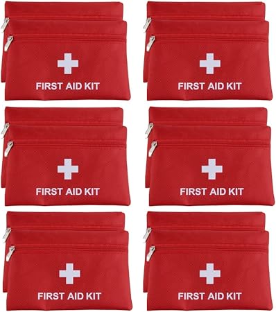 12 Pack Small First Aid Kit Bag Empty, First Aid Bag Pouch for Home Office Car Businesses Camping(Empty, No Contents)