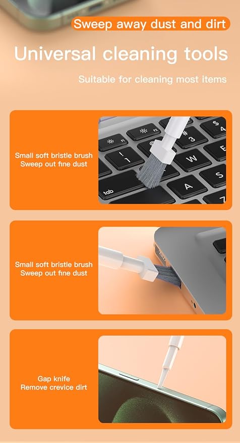 32-in-1 Multi-Functional Cleaning Kit for Electronics Including Headphones,Mobile Phones,Computer,Monitor,Lens and etc, Compact and Portable Design (Black)