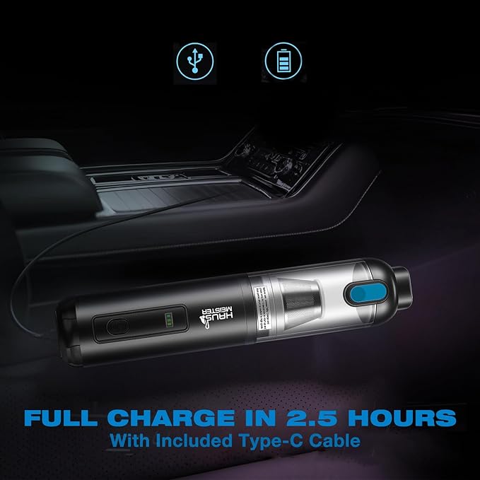 HAUSMEISTER Airflex Go Cordless Car Vacuum 16000Pa, 4-in-1 Handheld Vacuum with Air Duster & Inflator, Portable Mini Vac for Car Detailing, Pet Hair, Keyboard Cleaning (Black)