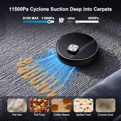 Robot Vacuum,11500Pa Suction,LiDAR Navigation,Self-Emptying,Pet Hair