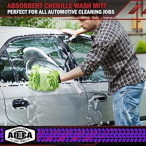 Car Wash Mitt Microfiber, 4PK, Car Wash Brush, Green, 7.12''X10.14''