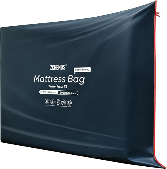 ZCHENBS® - Twin/Twin XL Mattress Bags for Moving, Waterproof Mattress Storage Bag with Zipper, Heavy-Duty 5 Mil Ultra-Th