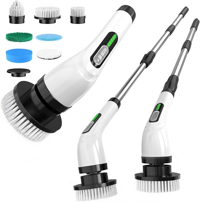 Highyes Electric Spin Scrubber for Cleaning Bathroom: Cordless Power Shower Scrubber - Electric Cleaning Brush for Tile Tub