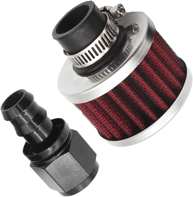 12mm Fuel Cell Breather/Vent -6 AN Female Fitting with Air Filter Rebuild Kit