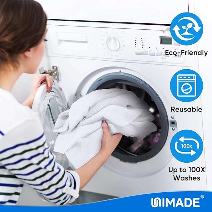 UNIMADE Microfiber Cleaning Cloth, 10 Pack Reusable Microfiber Towels for Cars Lint Free Cleaning Shop Towel Rags for Home Kitchen Automotive Bar Mechanic Restaurant Garage, 11.5"x 11.5", White