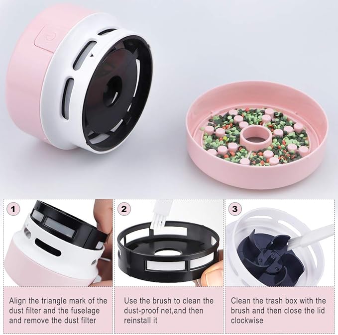 BLOCE Diamond Tools, Diamond Accessories for Diamonds, Desk Accessories Hand-Held Vacuum Cleaner, Desk Vacuum Cleaner Mini (Pink)
