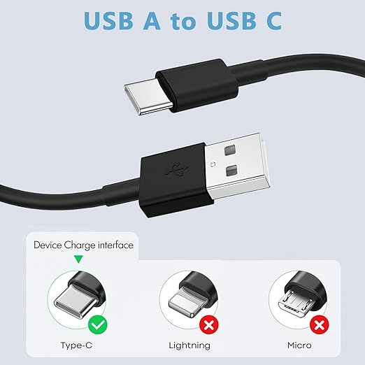 Electric Spin Scrubber Charger for YKYI, Keimi, Leebein, Bomves Electric Spin Scrubber 10W 5FT USB A to Type C Charging Charger Cable Cord
