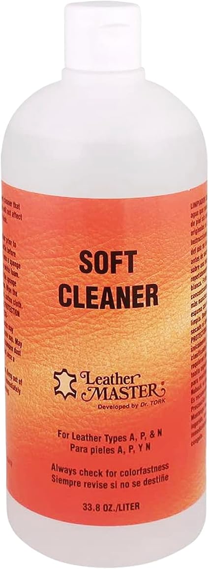 Leather Master Soft Leather Cleaner 33.8 oz/Liter - Soft Leather Cleaner for use of Leather Furniture, Car Interior, App