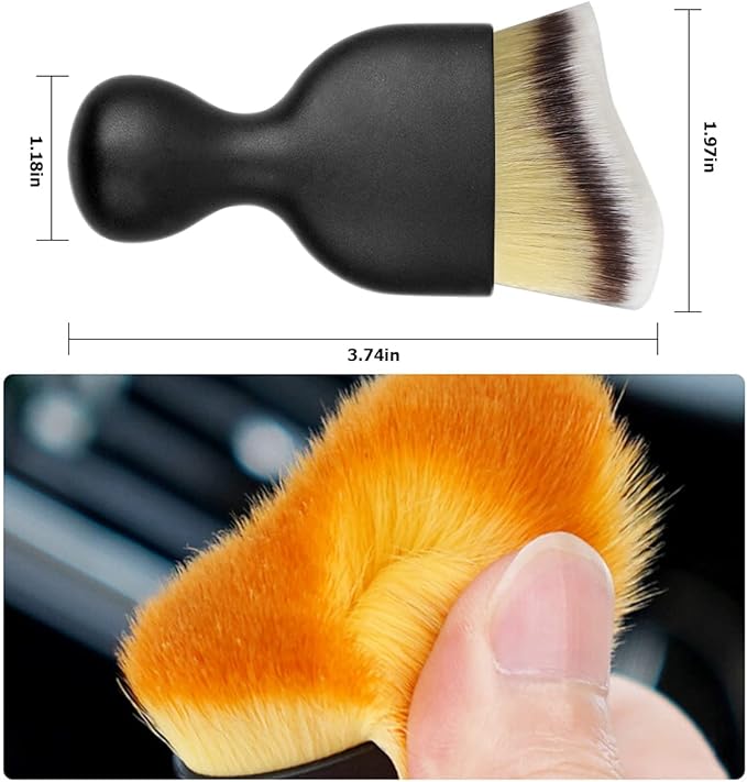 Blilo 2PCS Car Interior Detailing Brush with Dust Cover, Auto Soft Hair Cleaning Brushes, Scratch Free Curved Dirt Collectors, for Vehicle Dashboard Air Conditioner Vents Leather (3 Colors/2PCS)