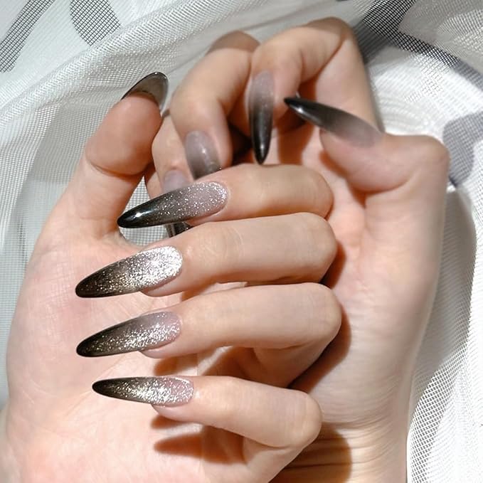 Nail Polish Strips, 32PCS Salon Quality Wraps, Long Lasting Gel Nail Stickers for Women Easy Apply& Remove (Galaxy Black)