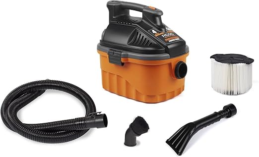 RIDGID Wet Dry Vacuums VAC4000 Powerful and Portable Vacuum Cleaner, Includes 4-Gallon, 5.0 Peak Horsepower Wet Dry Auto
