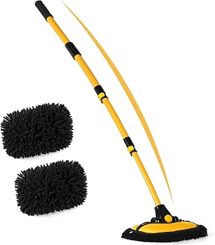 anngrowy 56.7" Car Wash Brush Mop Kit Mitt Sponge with Long Handle Car Cleaning Supplies Kit Tools Car Washing Duster Ex