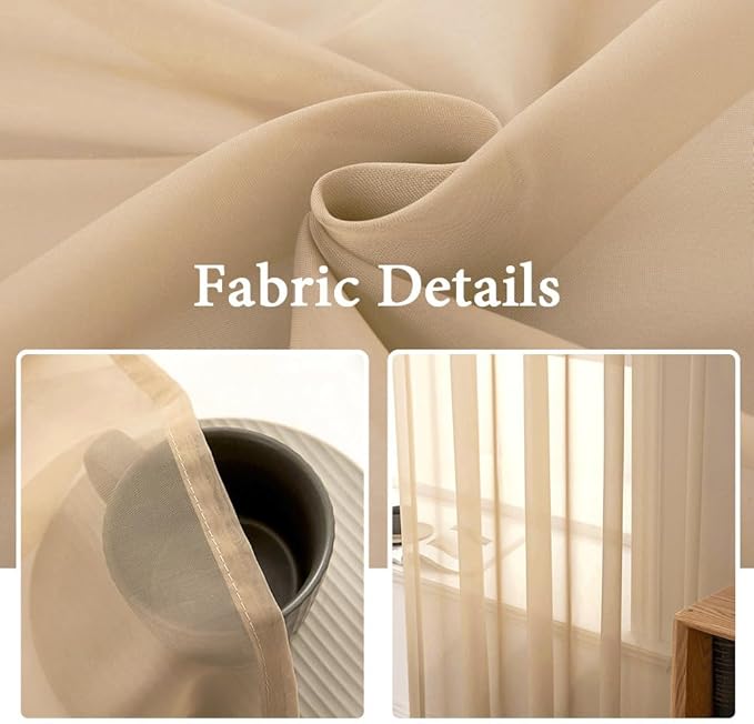 MIULEE 2 Panels Sidelight French Door Curtains Semi Sheer Panels for Narrow Window 25 x 72 Inches with Tieback - 2 Panels,Brown
