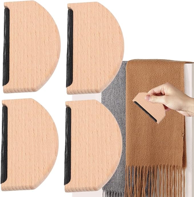 4 Pcs Wooden Sweater Comb Sweater Care Tool Fabric Defuzzer Pilling Shaver for Sweaters Knits Scarves Gentle Fabrics Portable Efficient Cleaning
