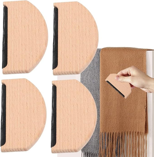 4 Pcs Wooden Sweater Comb Sweater Care Tool Fabric Defuzzer Pilling Shaver for Sweaters Knits Scarves Gentle Fabrics Portable Efficient Cleaning