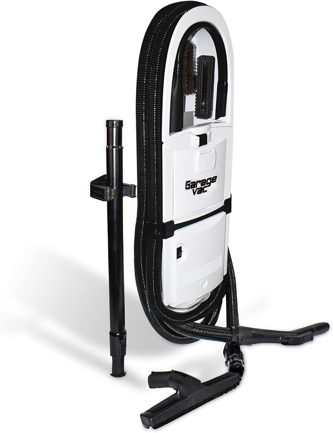 InterVac Garage Vacuum Cleaner for Workshop, 1 Gallon Garage Vacuum Wall Mounted, Stretch Hose Shop Vacuum for RVs, Boat
