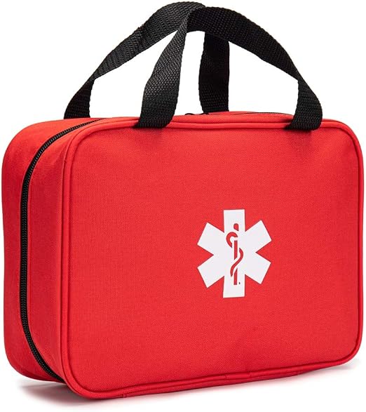 Red First Aid Bag Empty Travel Rescue Pouch First Responder Storage Medicine Emergency Bag for Car Home Office Kitchen S