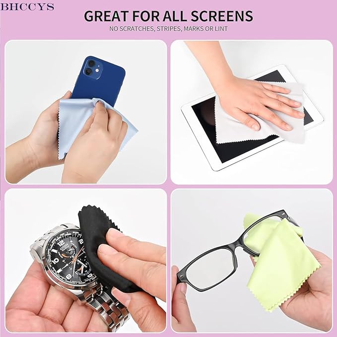 Glasses Cleaning Cloths(12 pcs),Premium Eyeglass Cleaner Cloth, Lens Wipes Cloth for Cleaning Eyeglasses, Cell Phones, Screens, Lenses, Electronics and All Delicate Surface