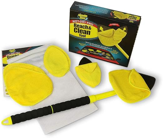 Invisible Glass 95164 Reach & Clean Wet-Dry Pro Windshield Cleaning Tool With Extendable Handle, Standard and Mini Clean