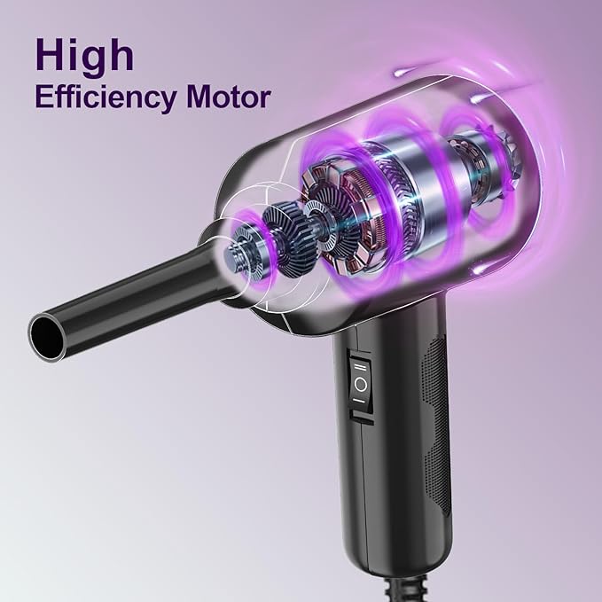 Meudeen Air Duster - Compressed Air - 5.74 oz High Power Cleaning for Computer - PC - 2 Gear Air Blower (Black Purple)