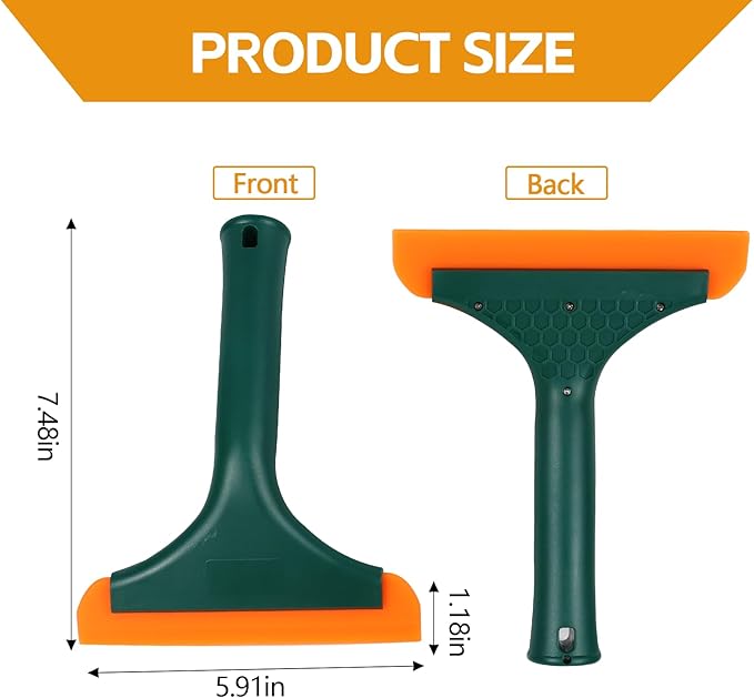 Wuyaoyao 2PCS Silicone Squeegee, Small Squeegee for Car, Automotive Mini Window Squeegees, Shower Squeegees, Water Wiper Cleaning Tool for Car Windshield, Window, Mirror, Glass Door (Dark Green)