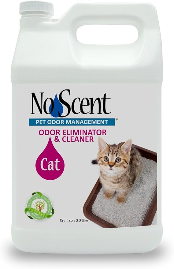 No Scent - Cat Litter Box Cleaner - 128 Fl Oz (3.8 L) - Odor & Stain Remover with Probiotic Formula - Freshener for Furn