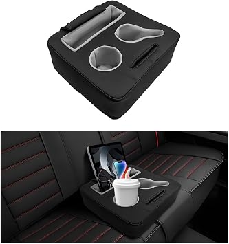 Car Back Seat Organizer, Leather Automotive Rear Seat Couch Cup Holder Expander Tray, Vehicle Cup Holder Tray Holds Snac