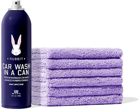 Car Wash In A Can™ Kit, Premium Waterless Car Wash Spray, Ready-to-Use Formula, 1 Can + 6 Microfiber Towels, Up to 3 Was