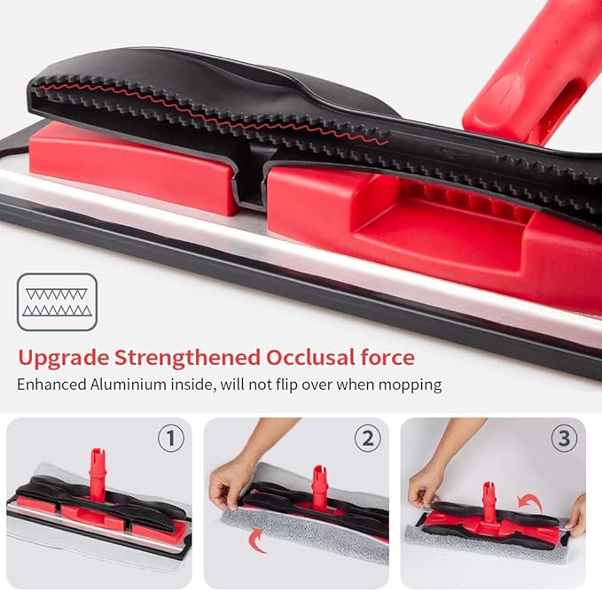 Microfiber Mops for Hardwood Floor Cleaning: MEXERRIS Flat Floor Mop with 4 Washable Pads 59" Adjustable Handle - Dust Dry Mops for Kitchen Bathroom Tile Laminate Wood Vinyl - Home Commercial Mop