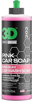 3D Pink Car Soap – 16 oz |pH Neutral Car Wash Soap with High Suds & Cherry Scent | Scratch-Free, High Gloss Shine | Safe
